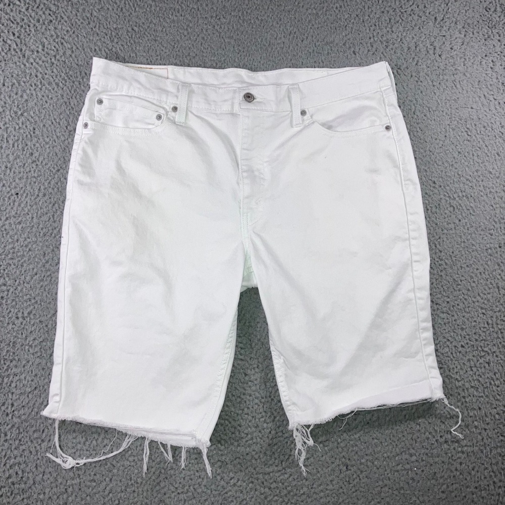 Levi's 511 Shorts Men 38 White Cutoff Jorts Raw Hem Preppy Coastal Minimalist